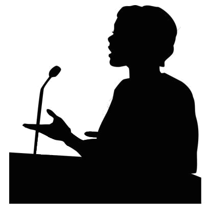 A woman standing behind a podium